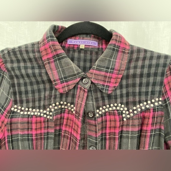 Sugar Lips plaid Shirt Size S - Picture 2 of 5